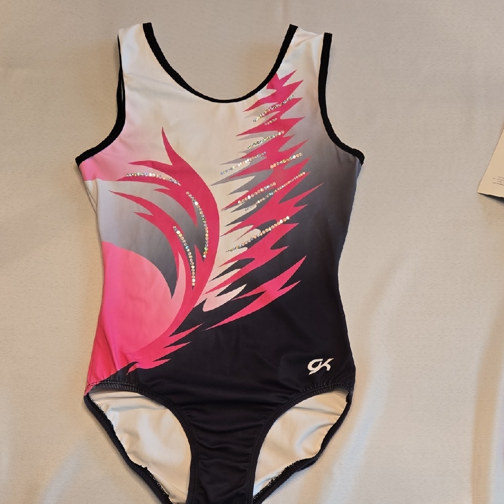GK Women's Pink and Black Leotard - Adult Large